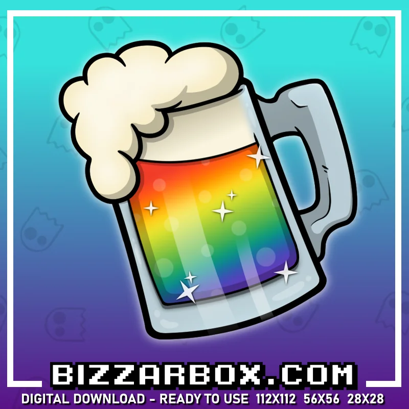 Twitch Channel Point Emote - Beer Mug Rainbow
