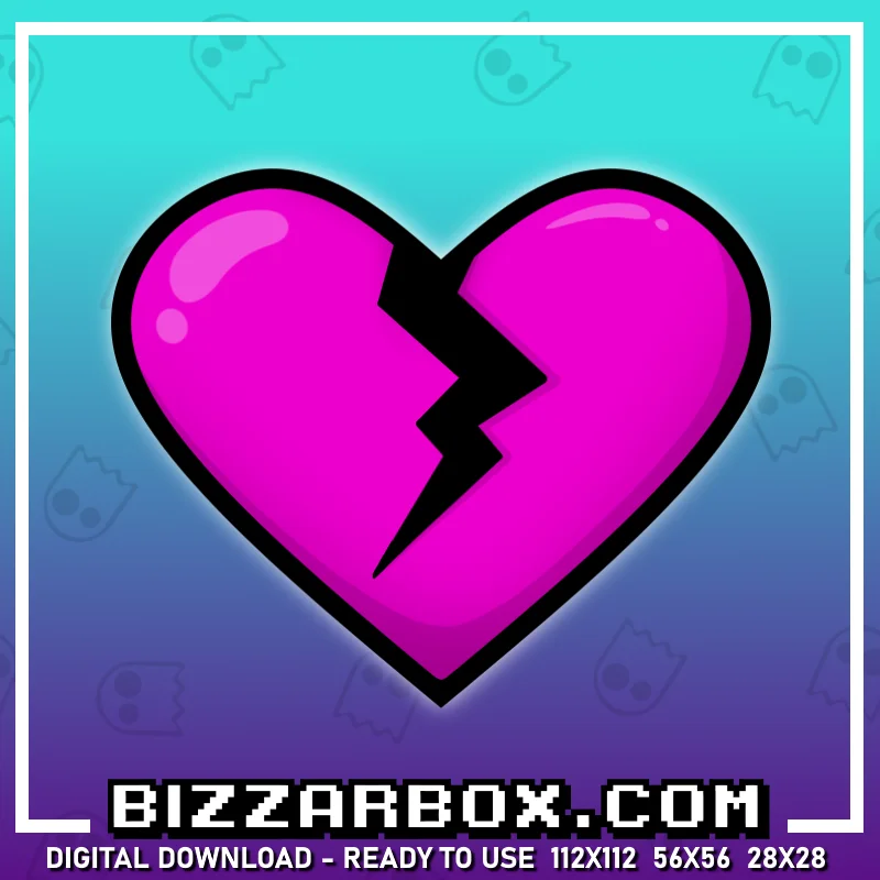 Twitch Streamer Emote - Broken heart Pink