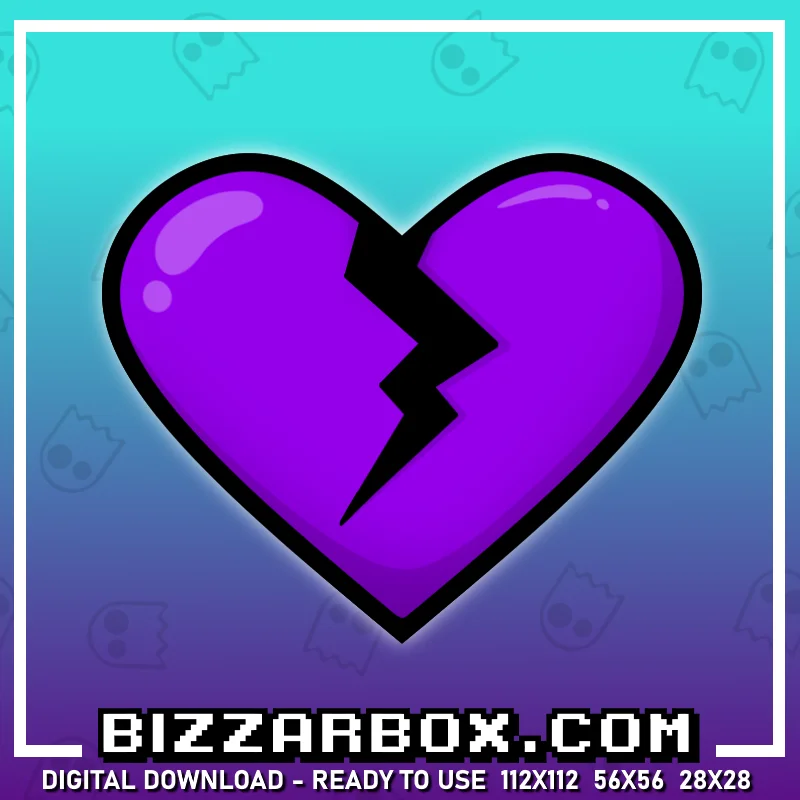 Twitch Streamer Emote - Broken Heart Purple