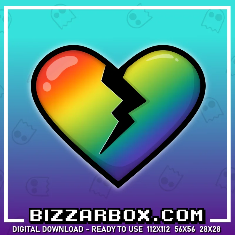 Twitch Streamer Emote - Broken heart Rainbow