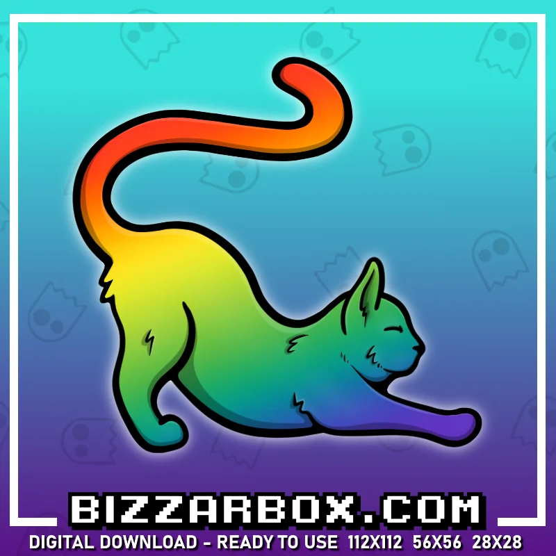 Twitch Channel Point Emote - Stretch Cat Rainbow
