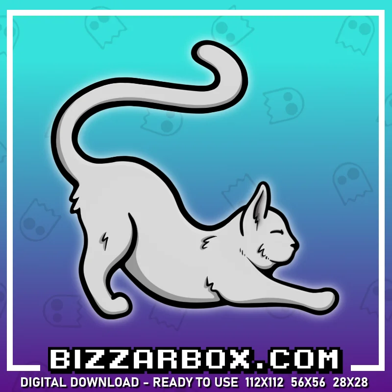 Twitch Channel Point Emote - Stretch White Cat