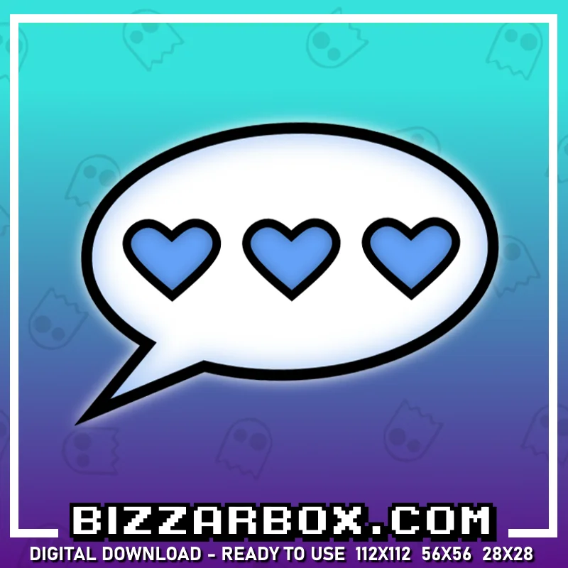 Twitch Streamer Emote - Chat Bubble Blue Hearts Dot Dot Dot