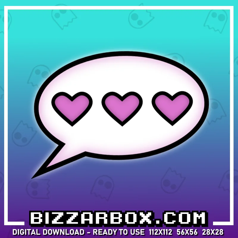 Twitch Streamer Emote - Chat Bubble Hearts Pink Dot Dot Dot