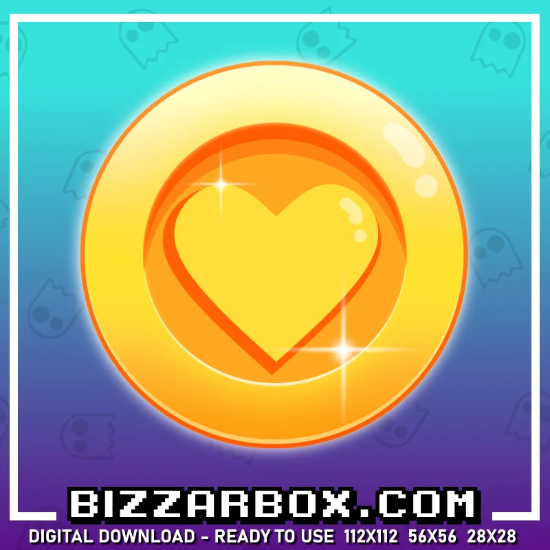 Twitch Channel Point Emote - Heart Coin Icon