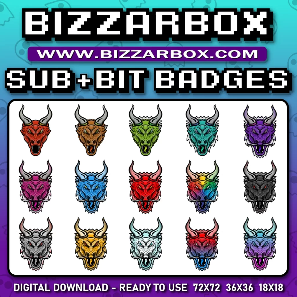 Twitch Sub Badges - Dragon Heads