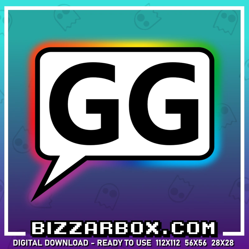 Twitch Streamer Emote - GG Chat Bubble Rainbow