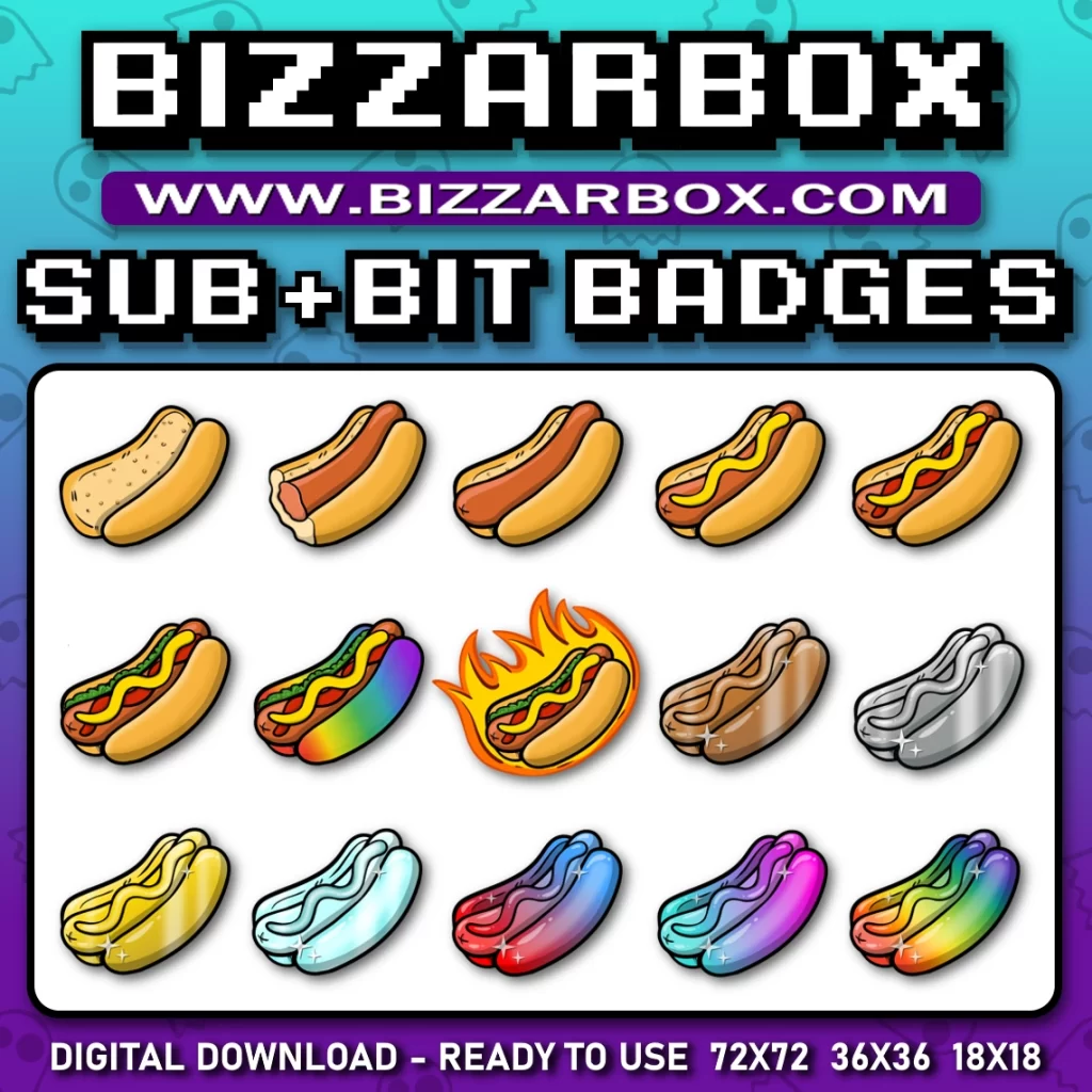 Twitch Streamer Sub Badges - Hotdogs