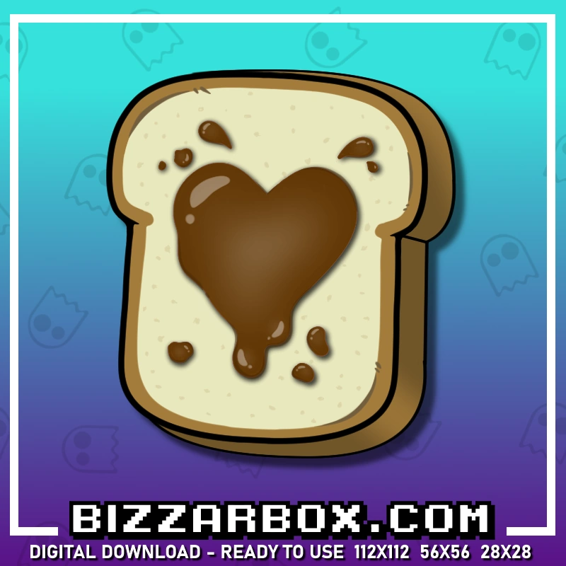 Bread Chocolate Hazelnut Heart Butter Emote for Streamers Twitch, Kick and Discord