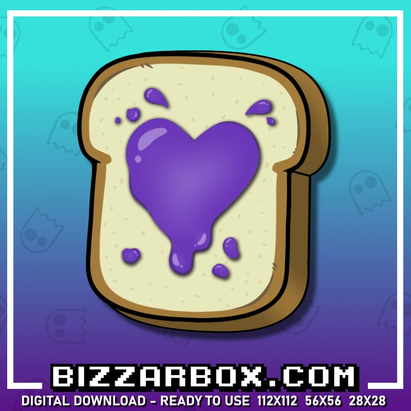 Bread Grape Jelly Jam Heart Butter Emote for Streamers Twitch, Kick and Discord