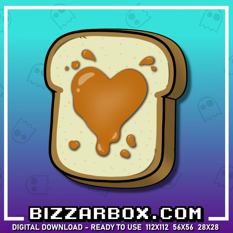 Bread Peanut Butter Heart Butter Emote for Streamers Twitch, Kick and Discord