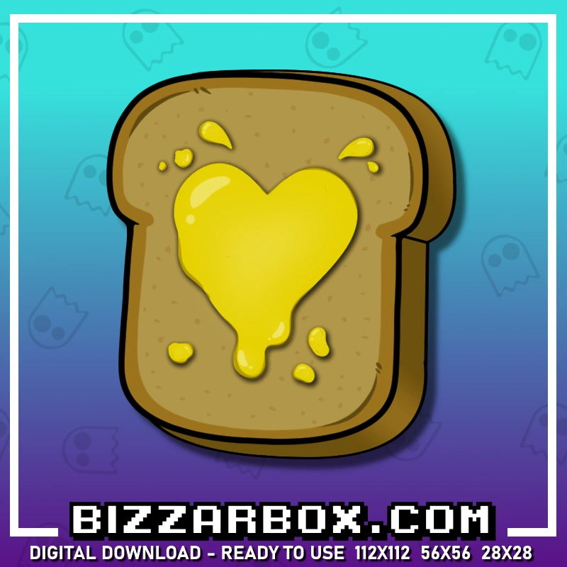 Bread Toast Heart Butter Emote for Streamers Twitch, Kick and Discord