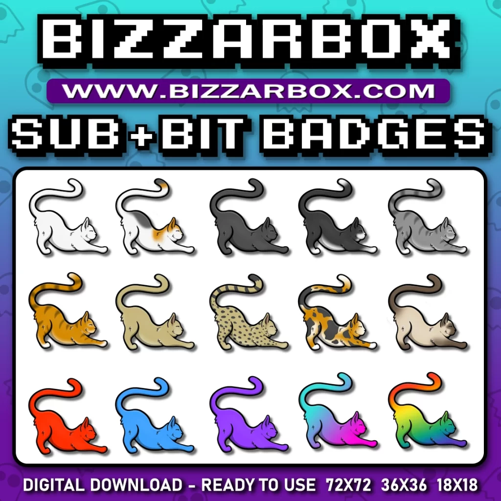 15 Count of Cat Sub Badges for Streamers