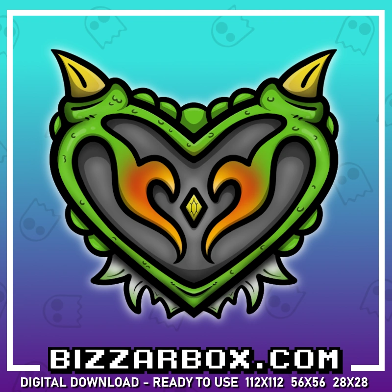 Dragon Heart Emote Green For Streamers Twitch, Kick and Discord