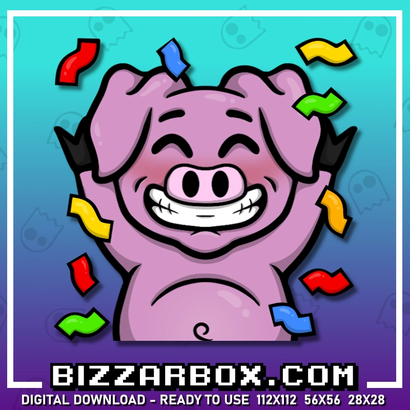 Streamer Emote Happy Hype Pig Piggy Confetti