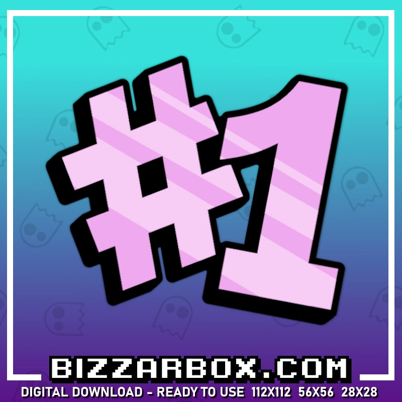 Streamer Emote Number One Pink for Twitch and Discord by BizzarBox