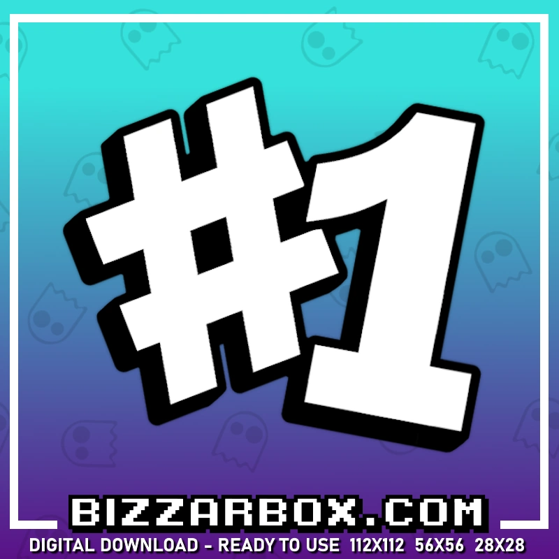 Twitch and Discord Emote Number One White by BizzarBox for Streamers