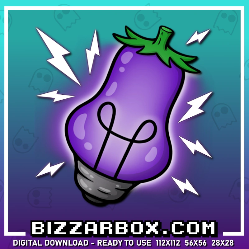 Twitch Emote Eggplant Light Bulb - Thinking With Your Eggplant