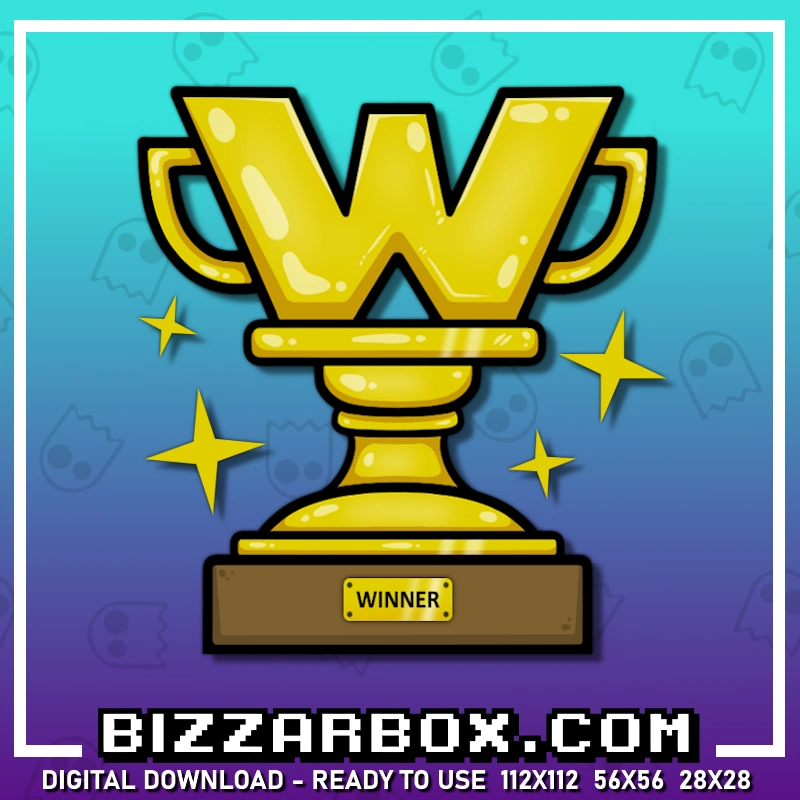 Twitch Emote W Trophy for Streamers by BizzarBox