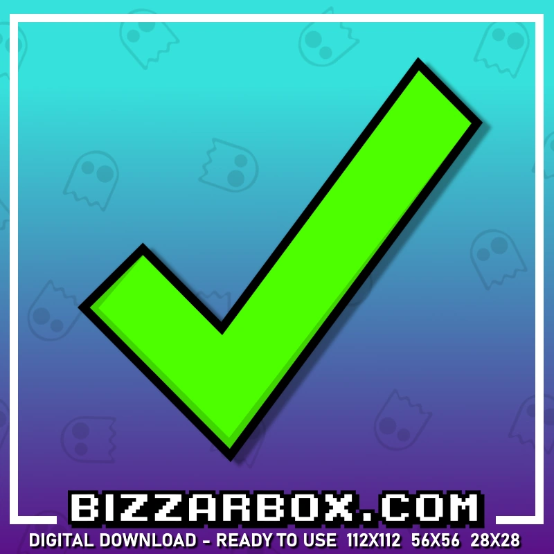 Green Checkmark Tick Streamer Emote for Twitch Kick and Discord made by BizzarBox