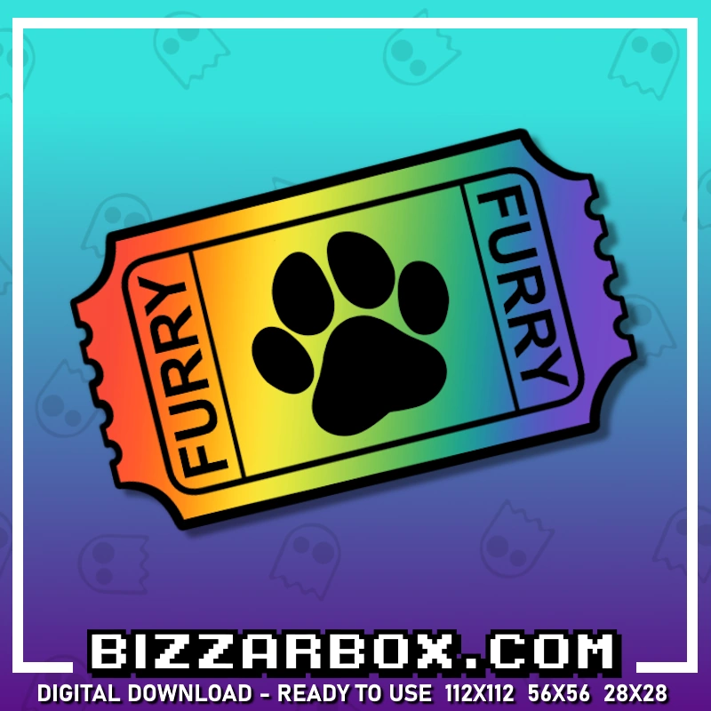 Twitch Channel Point Emote Furry Paw Ticket Rainbow for Streamers