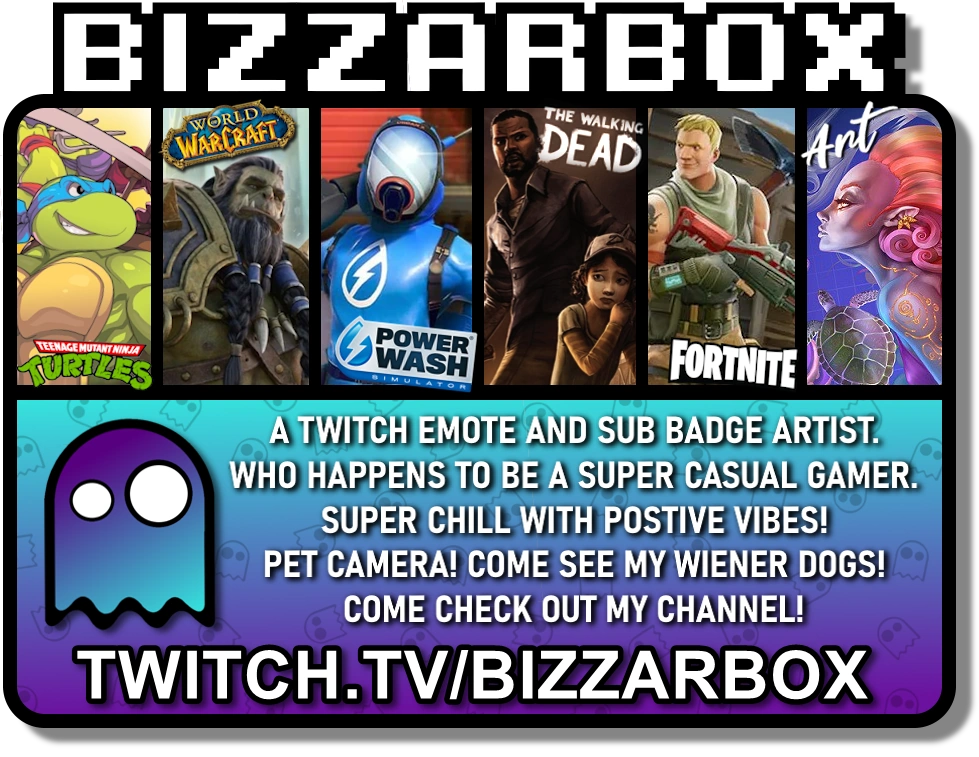 BizzarBox on TwitchTV Emote and Sub Badge Artist for Streamers Casual Gamer