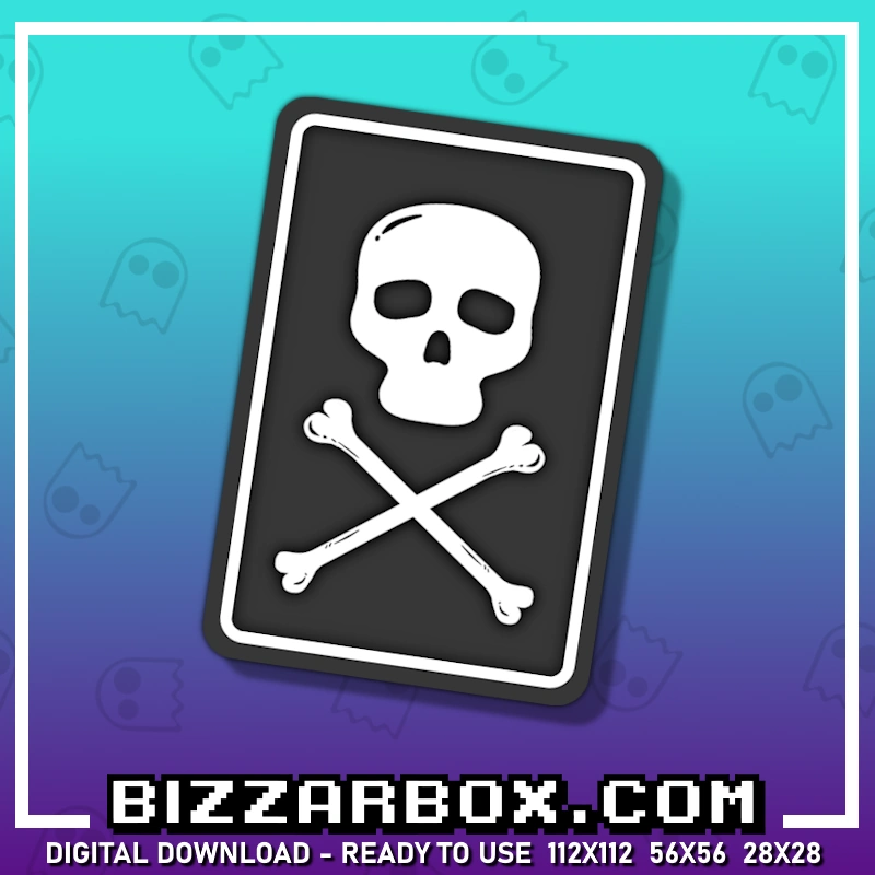 Streamer Twitch Emote Death Card Skull and Bones Created by BizzarBox