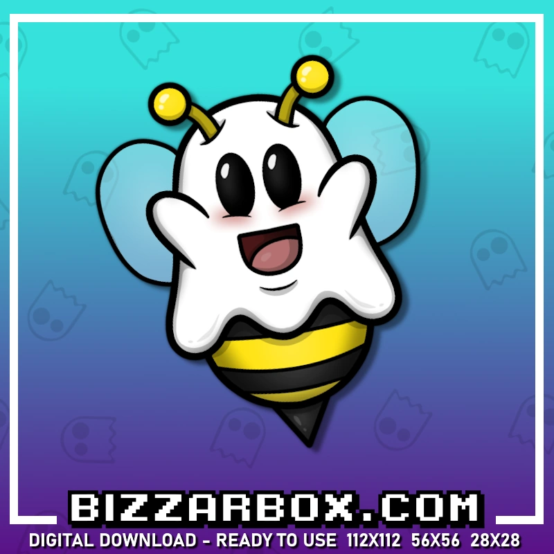 Boo Bee Emote for Streamers Twitch, Kick, Discord, YouTube, TikTok. Created by BizzarBox