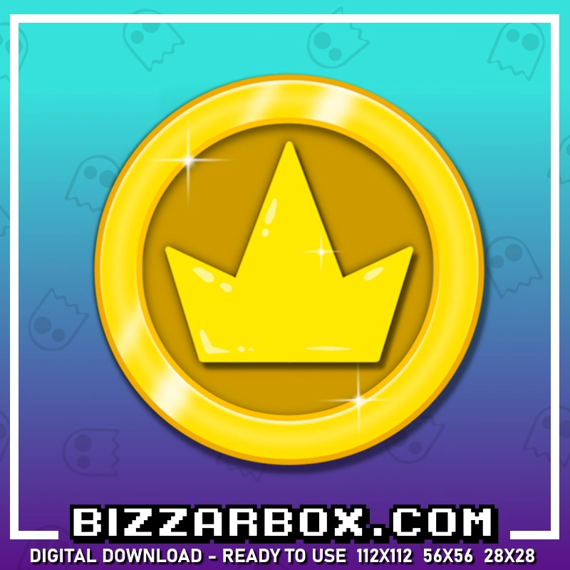 Twitch Channel Point Icon Emote Golden Crown Coin for Twitch Streamer By BizzarBox