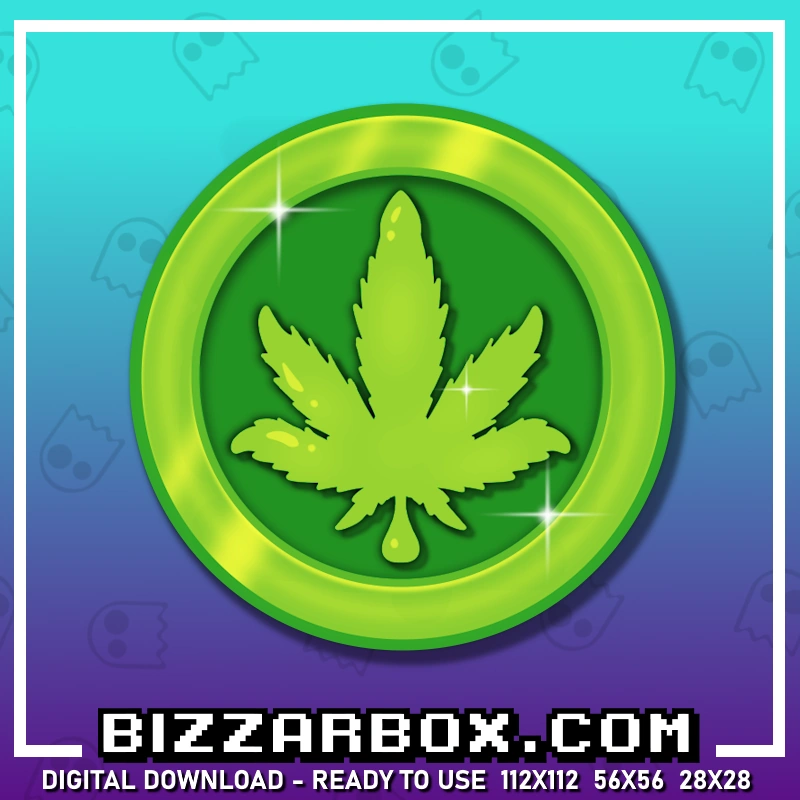 Twitch Channel Point Icon Emote Green Stoner Leaf Coin for Twitch Streamer By BizzarBox