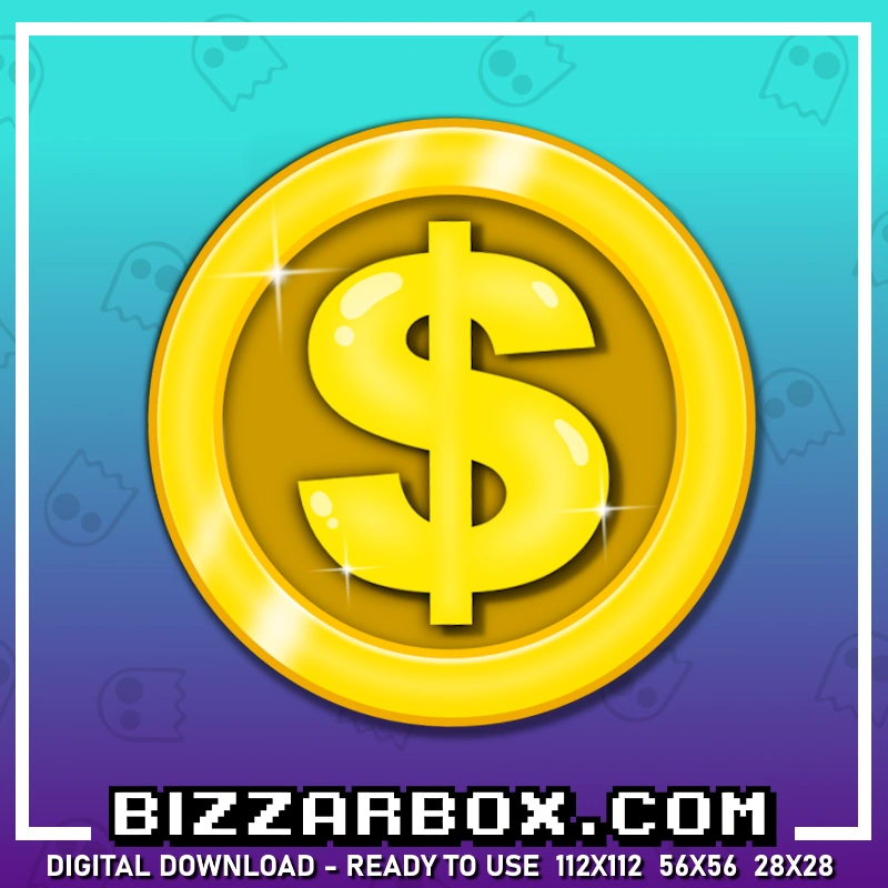 Twitch Channel Point Icon Emote Gold Money Sign Coin for Twitch Streamer By BizzarBox