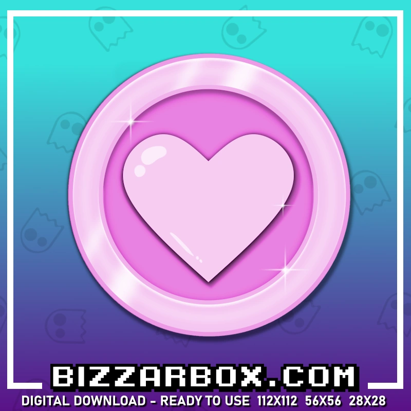 Twitch Channel Point Icon Emote Pink Heart Coin for Twitch Streamer By BizzarBox